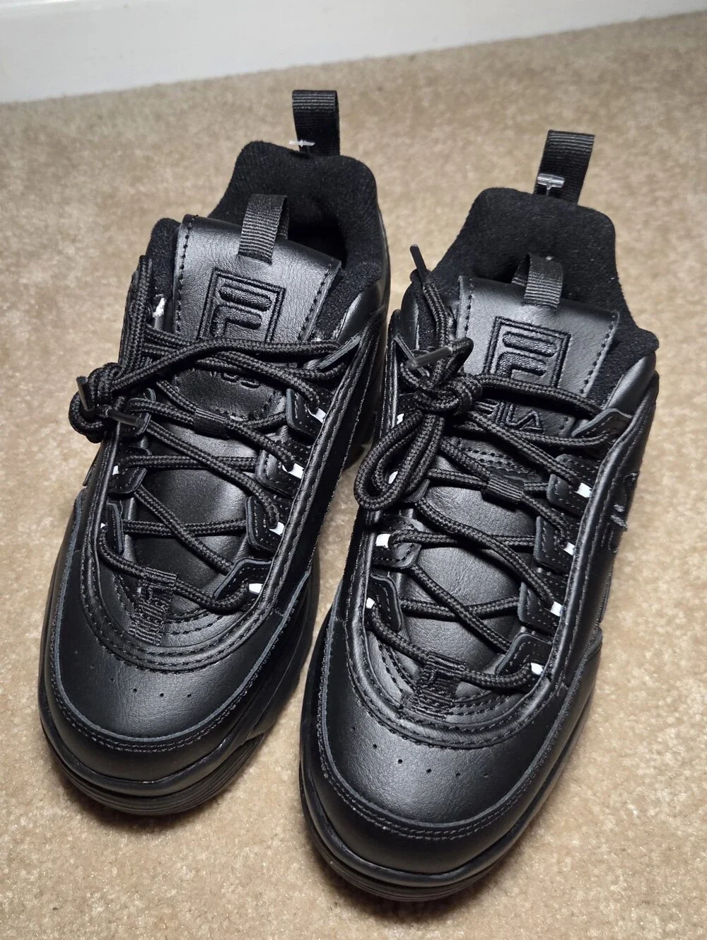 FILA Disruptor II Wedge Black Platform Sneakers Chunky Shoes Womens Size 5